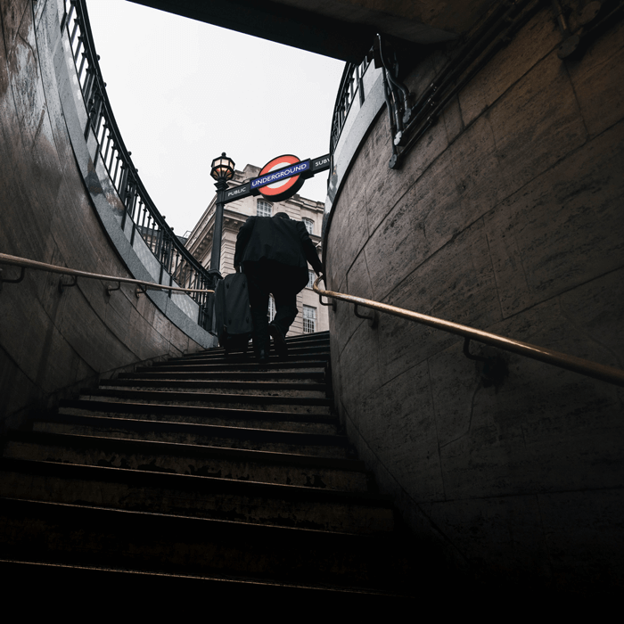 Man leaving London's subway