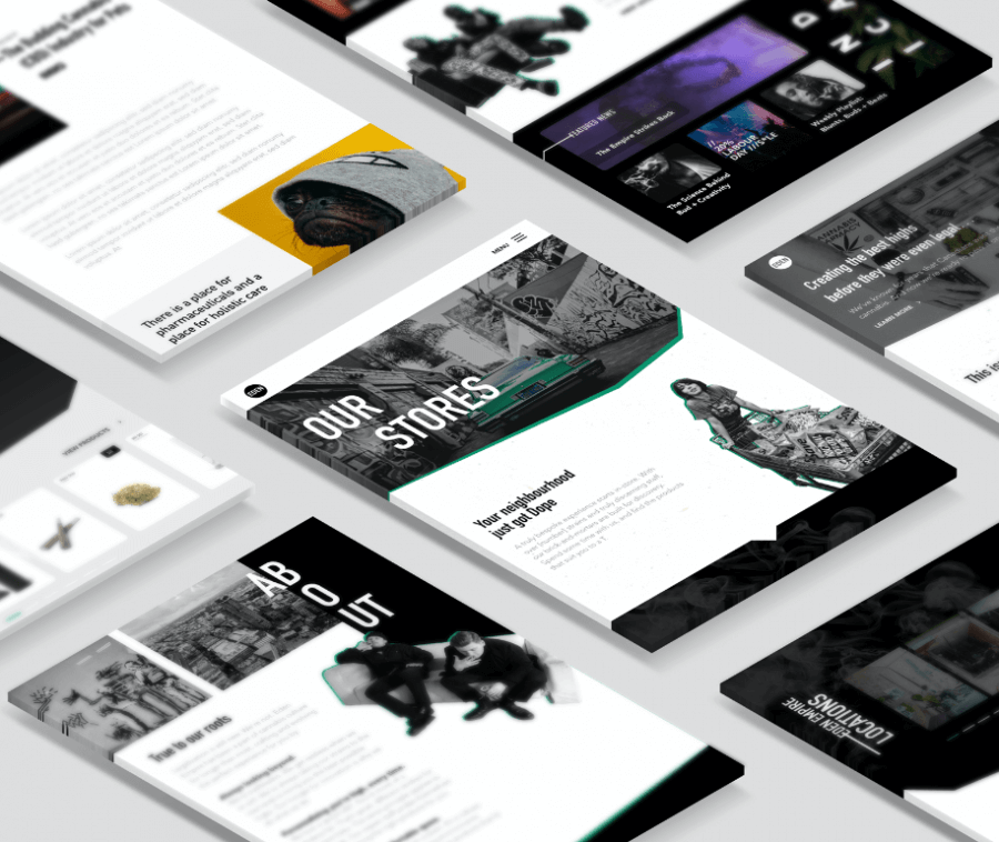 Screens from the Eden Empire website design project