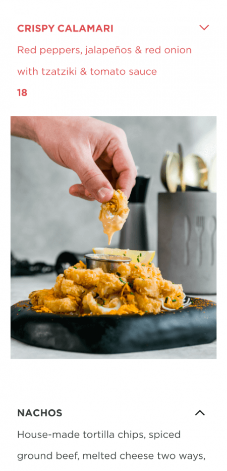 Local Pubic Eatery's menu on a phone