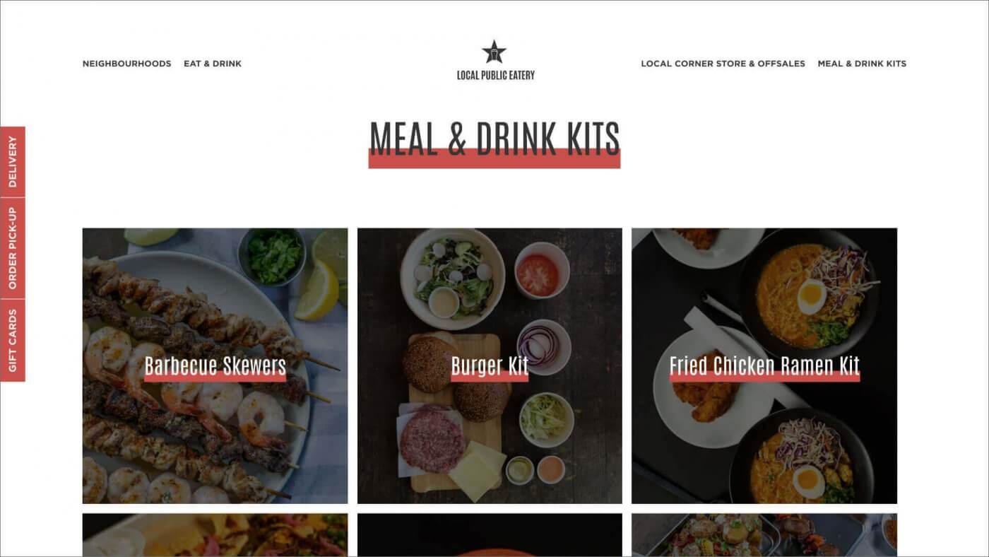 meal kit website for local restaurant