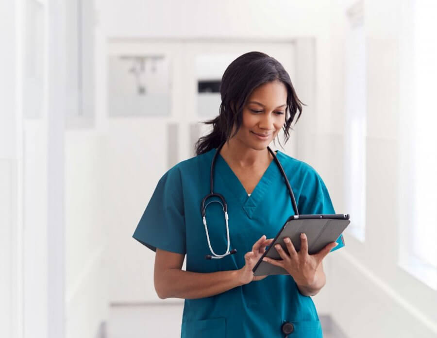 Doctor reading chart