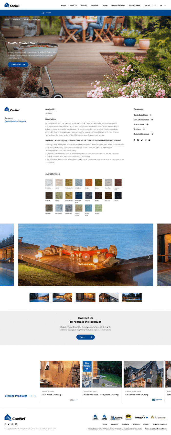 Product page example for Canwel Building Materials