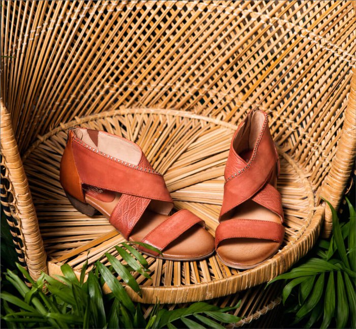 A pair of Ketch sandals on a chair
