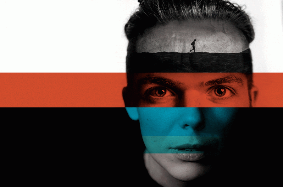 Dramatic image of a person's face