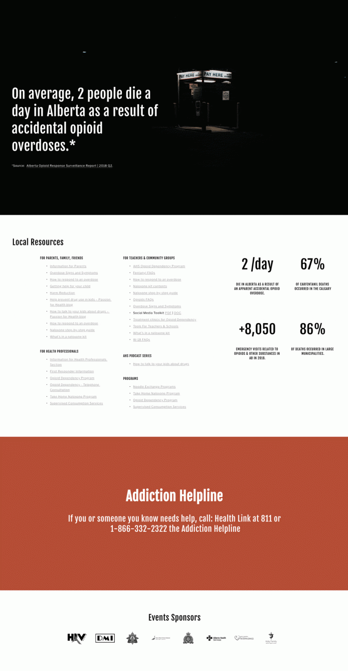 Landing page design for an opioid campaign