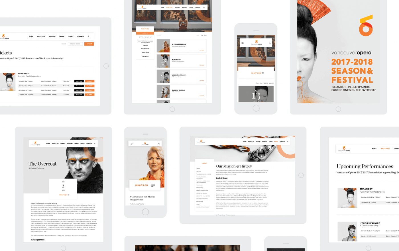 Website design mockups for the Vancouver Opera