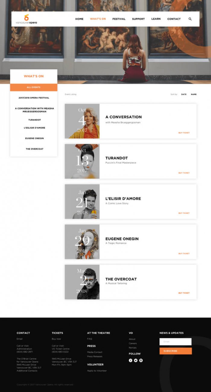 Vancouver Opera Website Design example