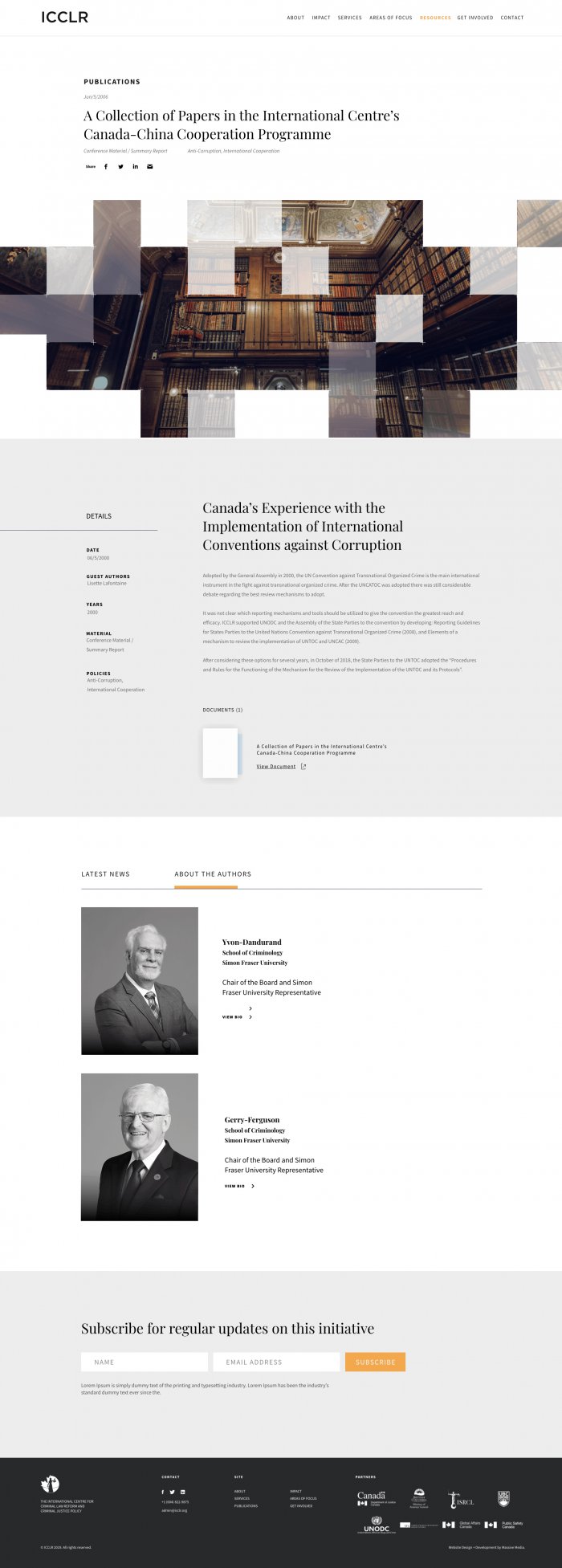 website design for ICCLRs publication page