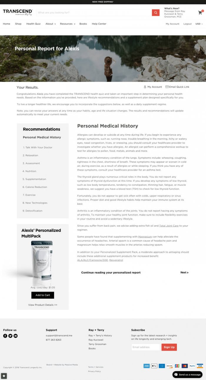 Website design page example for ecommerce website